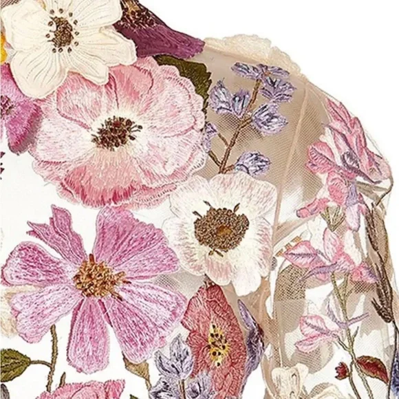 Embroidered Flowers Bell Skirt Mini Dress, Designed With Luxury in Mind… - Picture 9 of 17